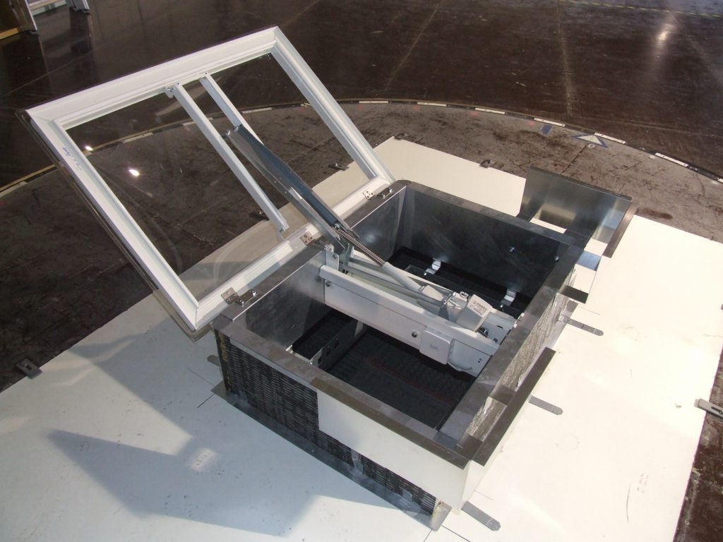 Model skúšobnej vzorky vyrobený na skúšku aerodynamickej účinnosti podľa 12101-2